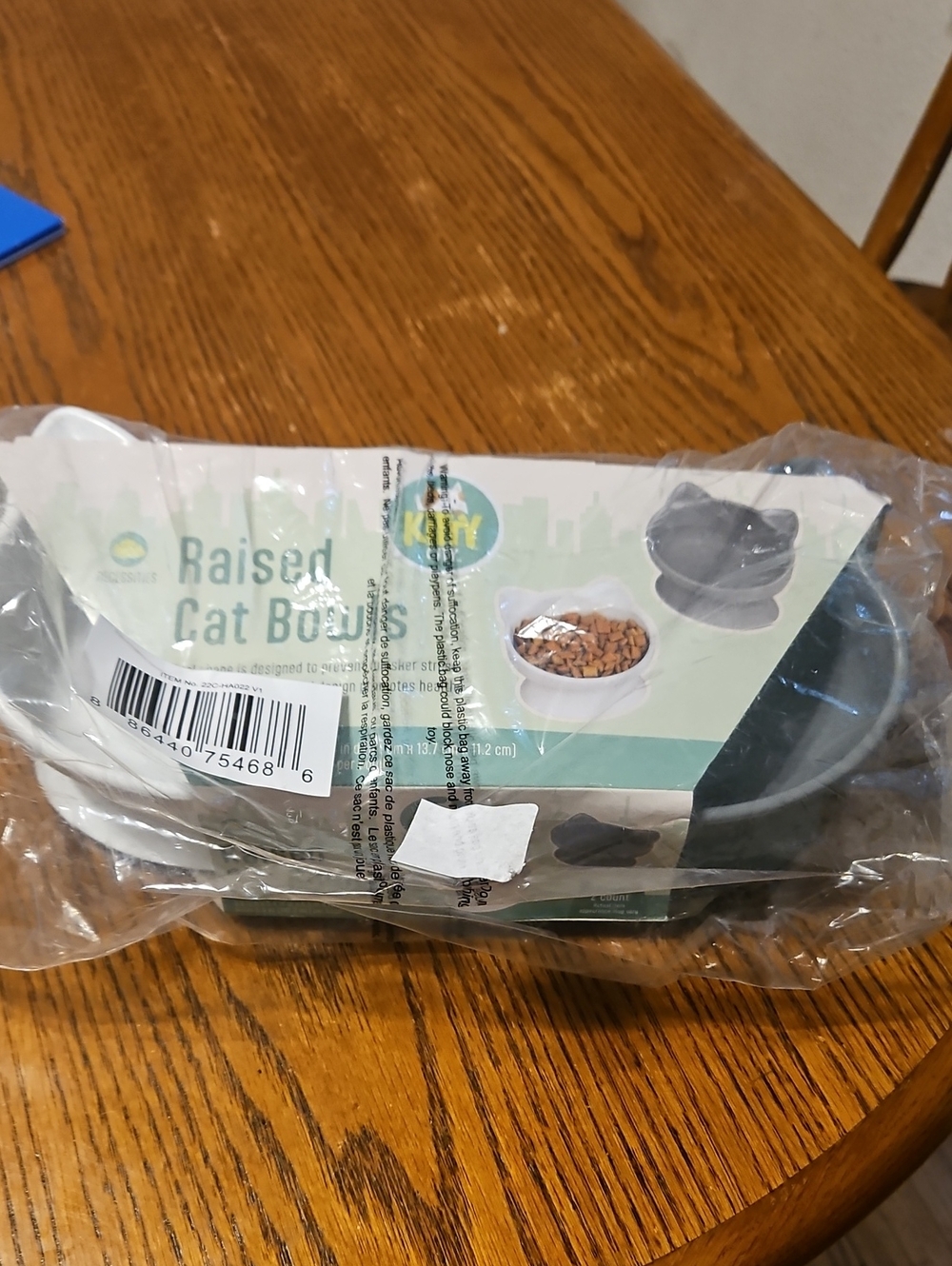 Raised Cat Bowls - White & Gray Dual Feeding Set